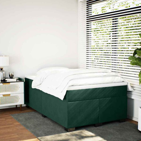 vidaXL Cama box spring con colch&oacute;n terciopelo verde oscuro 120x190 cm