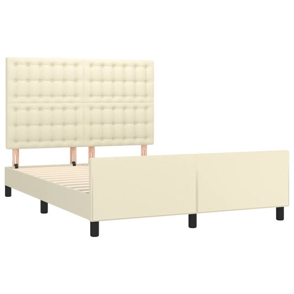 vidaXL Estructura de cama sin colch&oacute;n cuero sint&eacute;tico crema 140x190 cm