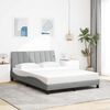 vidaXL Estructura de cama sin colch&oacute;n Hanko tela gris claro 140x200 cm