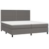 vidaXL Cama box spring colch&oacute;n y LED cuero sint&eacute;tico gris 200x200 cm