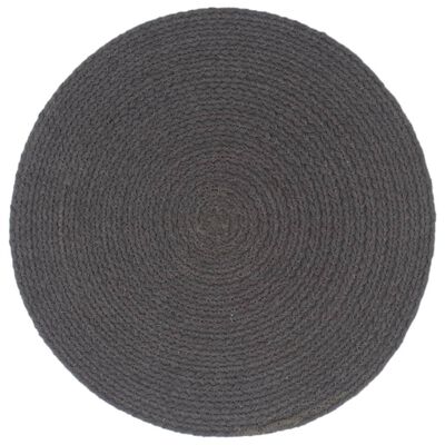 vidaXL Mantel individual redondo 6 uds algodón gris oscuro liso 38 cm