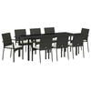 vidaXL Conjunto de Comedor de Jard&iacute;n 9 pcs Negro rat&aacute;n sint&eacute;tico