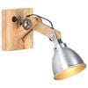 vidaXL L&aacute;mpara de pared madera maciza de mango y hierro plateada E27