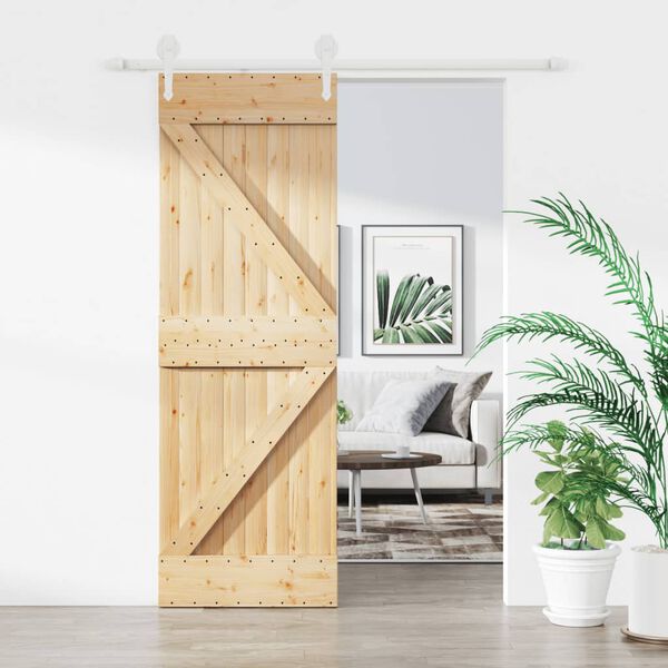 vidaXL Puerta corredera con herrajes madera maciza de pino 70x210 cm