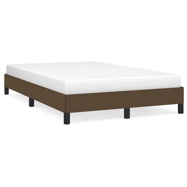 vidaXL Estructura de cama sin colch&oacute;n tela marr&oacute;n oscuro 120x190 cm