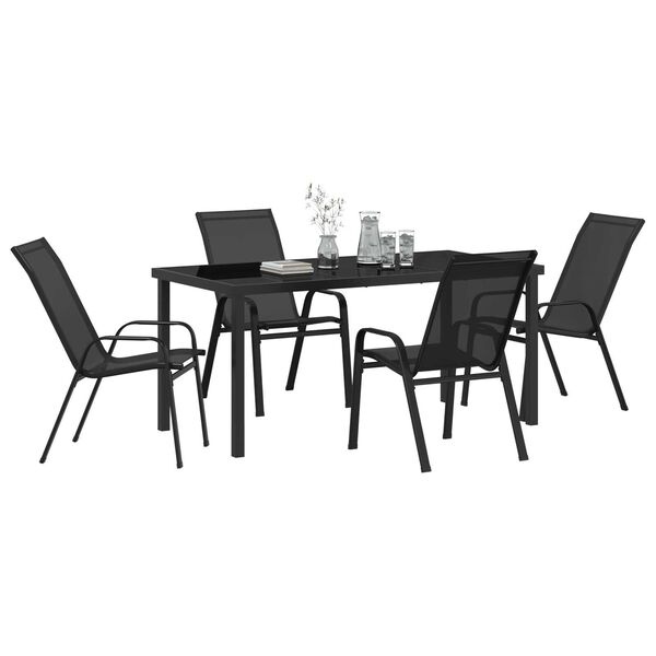 vidaXL Conjunto de Comedor de Jard&iacute;n 5 pcs Negro