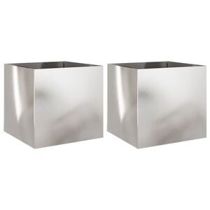 vidaXL Jardineras 2 unidades acero inoxidable plateado 49x47x46 cm
