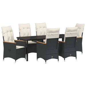 vidaXL Conjunto de Comedor de Jard&iacute;n 7 pcs Negro rat&aacute;n sint&eacute;tico