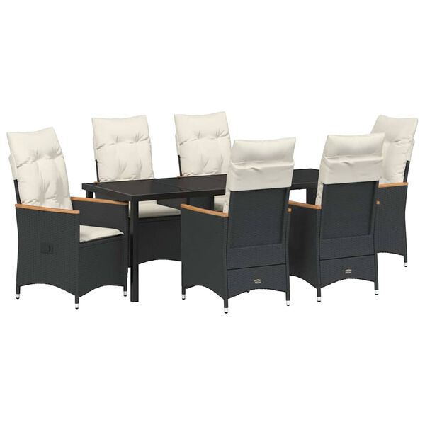 vidaXL Conjunto de Comedor de Jard&iacute;n 7 pcs Negro rat&aacute;n sint&eacute;tico