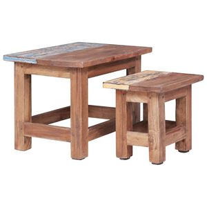 vidaXL Mesas apilables 2 unidades madera maciza de caoba