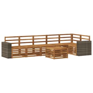 vidaXL Conjunto de sof&aacute;s de exterior 7 uds. Natural Poli&eacute;ster