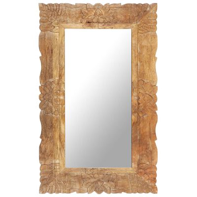 vidaXL Espejo de madera maciza de mango 80x50 cm