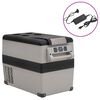 vidaXL Nevera con asa y adaptador PP y PE negro y gris 35 L
