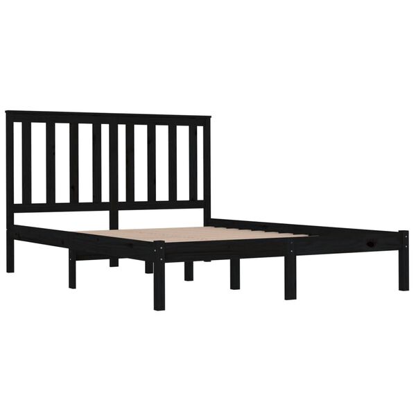 vidaXL Estructura de cama madera maciza de pino negra 140x190 cm