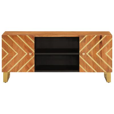 vidaXL Mueble de TV madera maciza mango marrón y negro 105x33,5x46 cm