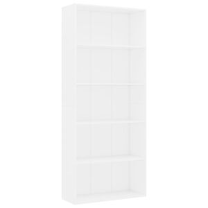 vidaXL Estanter&iacute;a de 5 niveles madera contrachapada blanca 80x30x189cm