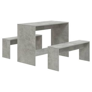 vidaXL Juego de comedor 3 piezas madera contrachapada gris hormig&oacute;n