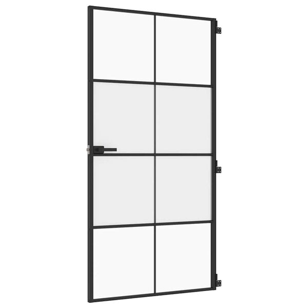vidaXL Puerta interior delgada negra vidrio y aluminio 102,5x201,5 cm