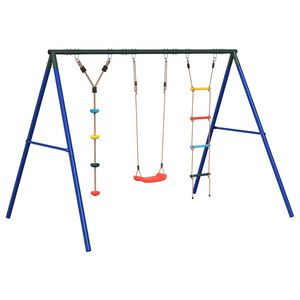 vidaXL Juego de columpios de exterior con escalera y cuerda de discos