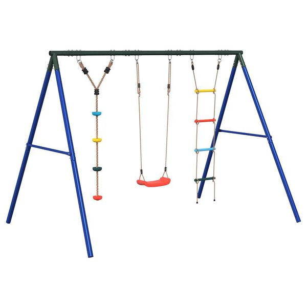 vidaXL Juego de columpios de exterior con escalera y cuerda de discos