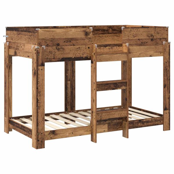 vidaXL Cama Litera para Ni&ntilde;os con colch&oacute;n Madera vieja 80 x 160 cm
