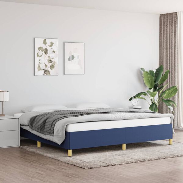 vidaXL Cama sin colch&oacute;n tela azul 200x200 cm