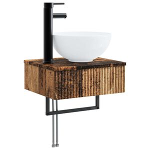 vidaXL Lavabo de Lavado Montado en la Pared Madera envejecida