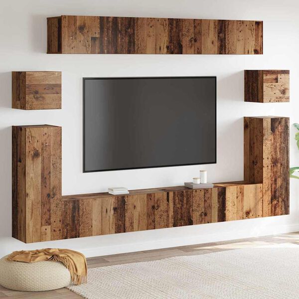 vidaXL Unidades de TV 4 pcs Madera Vieja Madera contrachapada
