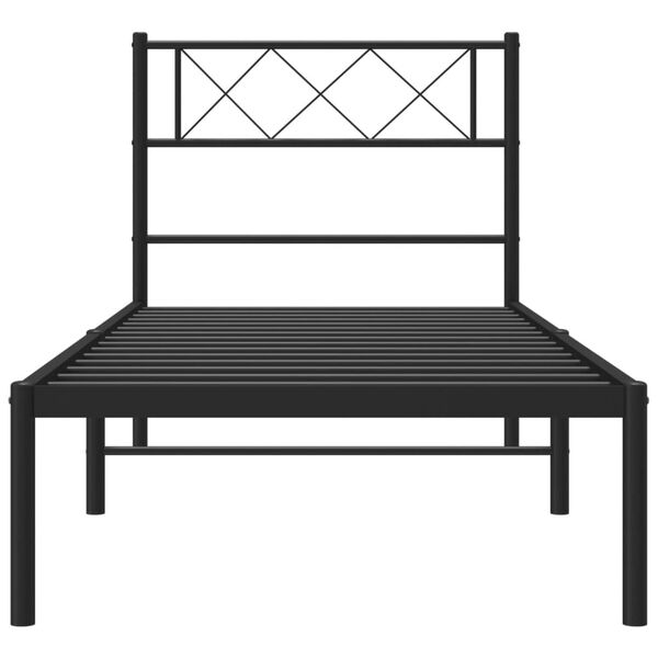 vidaXL Estructura cama sin colch&oacute;n con cabecero metal negro 80x200 cm