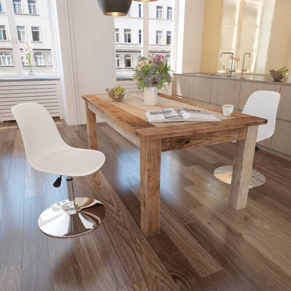 vidaXL Sillas de comedor giratorias 2 unidades cuero sint&eacute;tico blanco