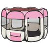 vidaXL Parque de perros plegable bolsa de transporte rosa 90x90x58 cm