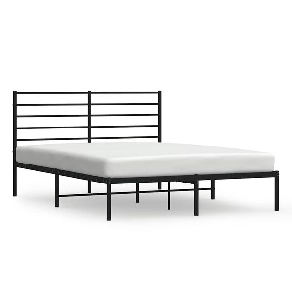 vidaXL Estructura cama sin colch&oacute;n con cabecero metal negro 160x200 cm
