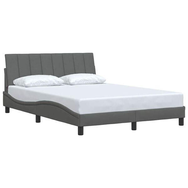 vidaXL Estructura de cama sin colch&oacute;n Hanko tela gris oscuro 140x190 cm