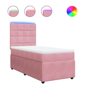 vidaXL Cama box spring con colch&oacute;n terciopelo rosa 80x200 cm
