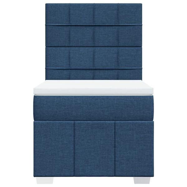 vidaXL Cama box spring con colch&oacute;n tela azul 90x190 cm