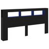vidaXL Cabecero LED con estante Roble Negro 200 x 18,5 x 103,5 cm