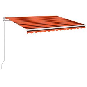 vidaXL Toldo retr&aacute;ctil manual con LED naranja y marr&oacute;n 350x250 cm