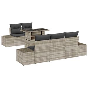 vidaXL Conjunto de sof&aacute; de jard&iacute;n 6 pcs Gris Claro y Gris Oscuro