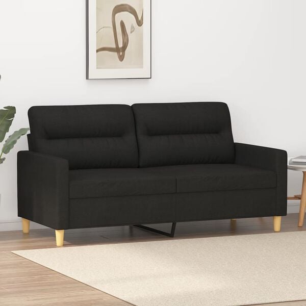 vidaXL Sof&aacute; de 2 plazas de tela negro 140 cm