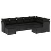 vidaXL Set de sof&aacute;s de jard&iacute;n 8 piezas y cojines rat&aacute;n sint&eacute;tico negro