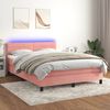 vidaXL Cama box spring colch&oacute;n y LED terciopelo rosa 140x190 cm