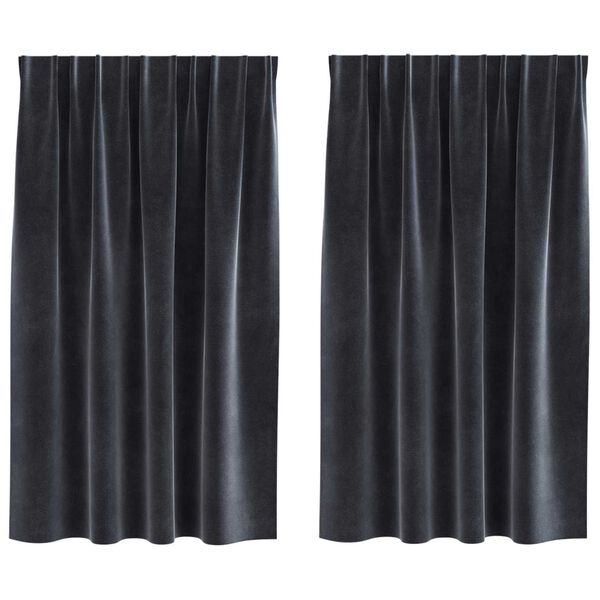 vidaXL Cortinas opacas 2 pcs Gris oscuro 140 x 140 cm Terciopelo