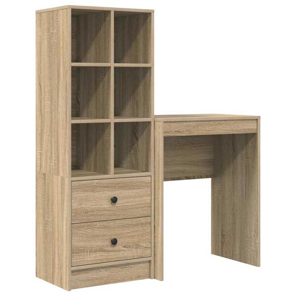 vidaXL Escritorio con caj&oacute;n 2 pcs Roble Sonoma