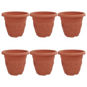 vidaXL Maceta Redonda para Flores 6 pcs Rojo Ladrillo &Oslash; 26 x 21.5 cm