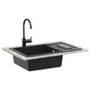 vidaXL Lavabo Negro 780 x 500 mm 80% Cuarzo y 20% Resina