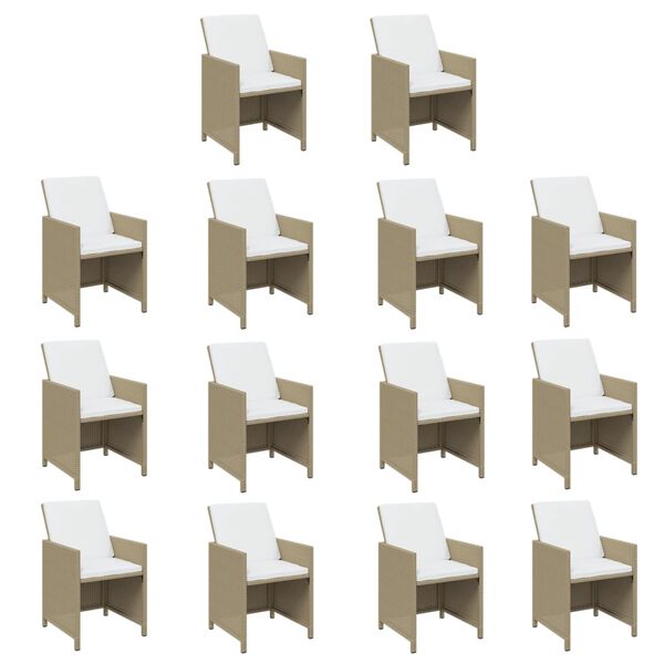 vidaXL Set comedor de jard&iacute;n 19 pzas con cojines rat&aacute;n sint&eacute;tico beige