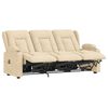 vidaXL Sillón de masaje reclinable 3 plazas con portavasos tela crema