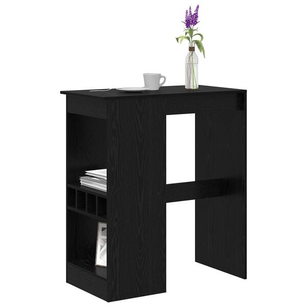vidaXL Mesa de Bar con estante Roble Negro 90 x 47.5 x 103.5 cm