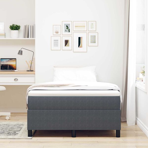 vidaXL Cama de plataforma Gris oscuro 120 x 200 cm tela