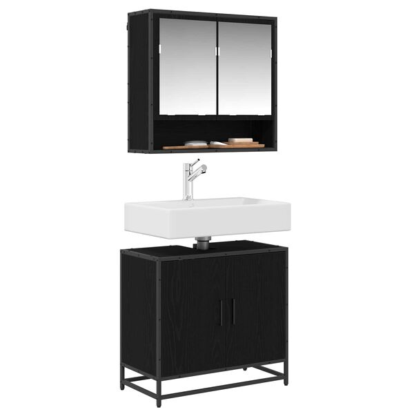 vidaXL Mueble de lavabo para ba&ntilde;o Roble Negro 65 x 33 x 60 cm